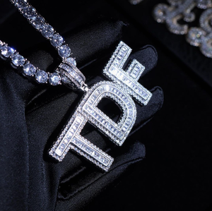 Joyería Hip Hop Personalizada al por Mayor, Colgante de Letra con Nombre Inicial, Chapado en Platino/Oro, con Incrustaciones de Moissanita, Plata 925, Unisex - Product Image 3