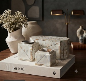 Juego de Quemadores de Incienso Artesanales Ecológicos de Concha India, Difusor Aromático, Mini Caja de Resina con Incrustaciones de Hueso, Decorativo para Todas las Estaciones - Product Image 1