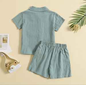 Summer Cotton Casual Short Sets Geometric Crown Print Non-Stretch Fabric Regular Short Sleeve Button Front Breathable - Product Image 5