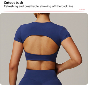 ชุด2ชิ้นบราออกกำลังกายสำหรับผู้หญิงบราเล่นกีฬาโยคะคอวีนำกลับมาใช้ใหม่ชุด2ชิ้นกางเกงเลคกิ้งเอวสูงสำหรับยิม - Product Image 2