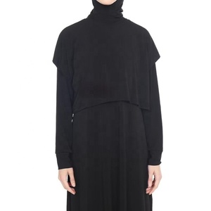 Tunique de sport modeste pour femme, coupe ample, manches longues, ourlet asymétrique, haut athlétique pour la gym, le yoga, la course et l'entraînement, 100% polyester - Product Image 2
