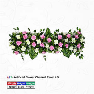 Panel de Flores Artificiales de Lujo, Rosa Encantada y Calathea, Fila Floral en Rosa Pálido y Marfil, 120 cm, Premium - Product Image 2