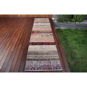 Alfombra Turca Vintage de 2.5x10 pies, Alfombra Azul del Suroeste de Estados Unidos, de Lana - Product Image 1