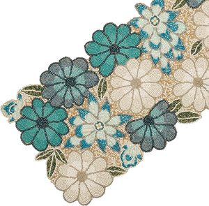 Christmas Decorative and Leaves Design Beaded <b>Runner</b> Placemat <b>Dining</b> <b>Table</b> Fancy Mat Handmade Decorative <b>Runners</b> for Wedding - Product Image 2