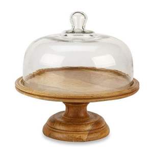 Wedding and Birthday Multi-Functional Charcuterie Cupcake Dessert Display Serving Platter Acacia Wood <b>Cake</b> <b>Stand</b> with Lid <b>Dome</b> - Product Image 3