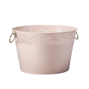 Cubo de hielo de cerveza con recubrimiento de polvo rosa con diseño de corte en metal perfecto para beber vino y almacenar en restaurantes - Product Image 1