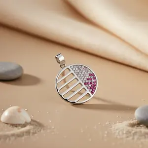 Colgante Circular de Plata 925 con Cristales, Joyería de Regalo para Mujer, Elegantes Colgantes y Dijes de Cristales - Product Image 3