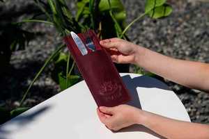 ที่ใส่ช้อนส้อมหนังแท้แบบเรียบง่ายเป็นมิตรกับสิ่งแวดล้อมสำหรับร้านอาหารที่เก็บอุปกรณ์รับประทานอาหาร LRCH-0038 - Product Image 6