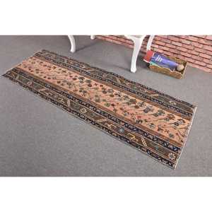 พรมวินเทจ ขนาด 2.1x6.1 ฟุต สีน้ำเงิน-น้ำตาล ลายปะติดปะต่อ ทำจากขนสัตว์ พรมตุรกี - Product Image 2