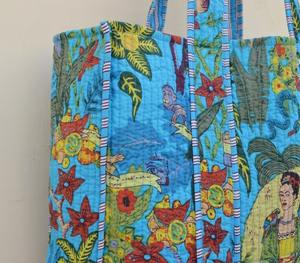 Main bloc imprimé indien à la main coton Shopping sac fourre-tout femmes sac fourre-tout à la main bloc imprimé matelassé sac à bandoulière' - Product Image 5