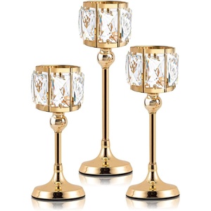 Cristal plateado de lujo y linterna de metal Navidad Halloween Pascua y boda Decoración de mesa portavelas votivo de hierro - Product Image 3