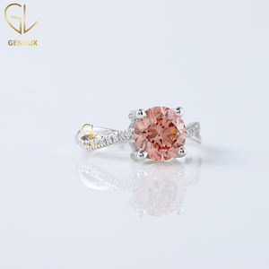 Vente chaude 14K Or Blanc 1.5CT Coupe Ronde Lab Cultivé Morganite Rose Couleur Twisted Solitaire Avec Accent Bague de Fiançailles - Product Image 2