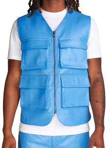 Gilet en cuir véritable pour hommes Conception respirante et durable avec fermeture éclair et 5 poches Style extérieur noir classique Service OEM - Product Image 2
