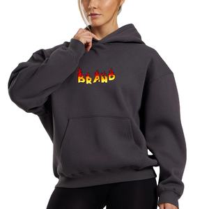 100% algodón de gran tamaño Drop Shoulder Heavyweight 500GSM sudaderas con capucha de mujer de manga larga Casual Wear Sudadera con capucha - Product Image 1