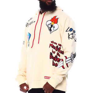 Sudadera con Capucha Gráfica Premium de Invierno en Beige para Ropa Urbana de Algodón, Estilo Oversize con Logotipo Personalizado - Product Image 1