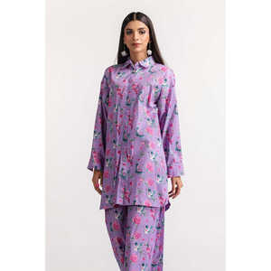 Conjunto Casual de Camisa y Pantalón de Licra con Estampado Digital IPS-24-200, sin Cuello y con Mangas Tres Cuartos para Primavera/Verano - Product Image 3