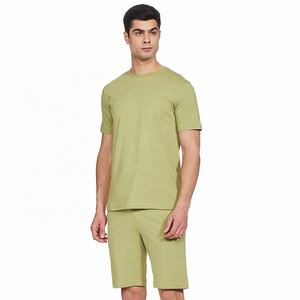 Ropa de hombre, conjunto de dos camisetas de 2 piezas y pantalones cortos de chándal, 100% algodón, pantalones cortos transpirables personalizados, conjunto de ropa deportiva para hombres - Product Image 3