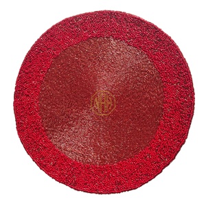 Manteles individuales con cuentas, alfombrilla redonda de algodón, Decoración de mesa hecha a mano de lujo, exportador directo de fábrica, proveedor artesanal al por mayor a granel, India - Product Image 6