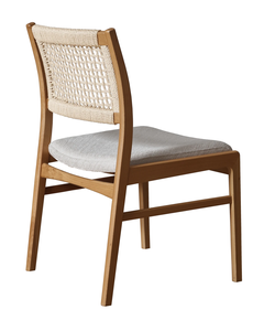 Modern <b>teak</b> Wood dining <b>Chair</b> with woven Rope Backrest and Upholstered Seat OEM/ODM Custom Manufacturer for project and retail - Product Image 6
