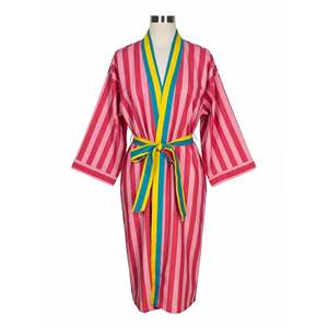 Peignoir de luxe unisexe en pur coton, style bohème géométrique, pour homme, idéal pour l'été, coupe décontractée, réversible, kimono 1 pièce - Product Image 1