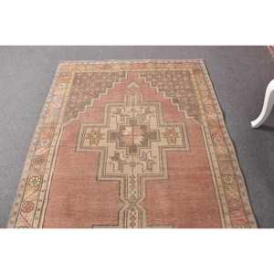 4.3x8.4 ft Turkish Area Rug, Vintage <b>Brown</b> Polka dot Rug - Product Image 4