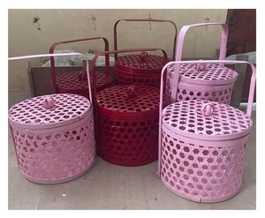 Cesta de picnic de bambú con platos de bambú Almacenamiento tejido de plástico Cestas de compras de supermercado Cestas de bolsillo para la venta Gigante - Product Image 1