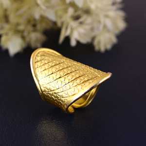 Exclusive Latest Boho Leaf <b>Ring</b> Brass <b>Rings</b> For Women 18K Gold Plated Tribal Textured <b>Statement</b> Shield <b>Ring</b> for Wholesale/OEM - Product Image 4