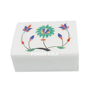 กล่องหินอ่อนสีขาวที่สวยงามมากพร้อมกล่องเก็บเครื่องประดับตกแต่งอย่างดีเป็นรูปสี่เหลี่ยมผืนผ้าสำหรับของขวัญแต่งงานและของตกแต่งบ้าน - Product Image 1