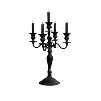 Candélabre en métal pour table, support de bougies, décoration de mariage, éclairage pour événements de Noël, 5 bras, finition de qualité, plaqué noir, fait main