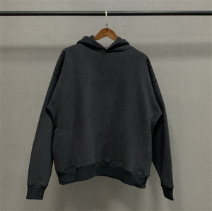 Sweat à capuche lourd avec étiquette imprimée personnalisée de haute qualité Vintage Wash Sweat à capuche noir avec poches latérales - Product Image 4