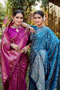 Último traje de diseñador Estilo moderno Alta demanda Satén Seda Saree Premium Trabajo manual Mujer Fabricación de moda de la India - Product Image 6