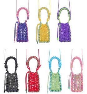 Women Cotton Crochet Crossbody <b>Bag</b> Candy Color Woven Korean Fashion <b>String</b> Closure Cute Mini Phone <b>Bag</b> Handmade Summer - Product Image 1