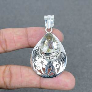 Collar de piedras preciosas de latón de amatista verde facetado Chapado en plata superventas, collar de diseñador colgante, joyería para mujer - Product Image 2