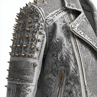 Blouson de motard pour homme Letterman en cuir PU clouté argenté, avec logo frontal, doublure en fausse fourrure, coupe-vent, écologique et respirant
