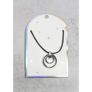 Collar de Moda con Colgante de Doble Aro, Chapado en Oro, Geométrico, con Diamantes, Perlas y Circonitas, Disponible con Cadena de Serpiente o Cadena de Eslabones para Fiesta - Product Image 1