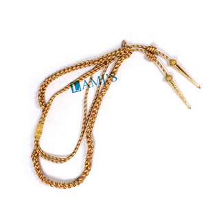 Aiguillette de oro de bajo precio Aiguillettes personalizados Bullion Wire Shoulder Cordones Aiguillettes Oro con punta de metal - Product Image 4