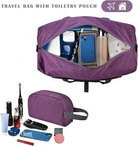 Bolsa de lona deportiva de poliéster con compartimento para zapatos, correa ajustable y cierre de cremallera, bolsa de viaje plegable impermeable para hombres y mujeres - Product Image 2