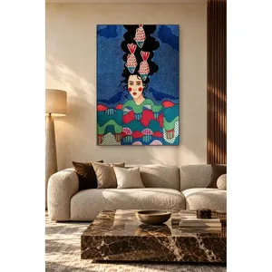 Fida, femme avec un poisson rouge dans les cheveux, impression sur toile - Product Image 2