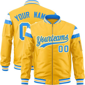 Blouson d'aviateur universitaire personnalisé avec fermeture éclair en satin à rayures contrastées veste de sport universitaire OEM ODM pour hommes livraison directe - Product Image 1