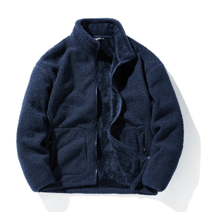 Blouson bombardier en velours côtelé uni mouton hiver Streetwear Style chaud sweat à capuche zippé épais décontracté personnalisé mode hommes doublure en laine - Product Image 5
