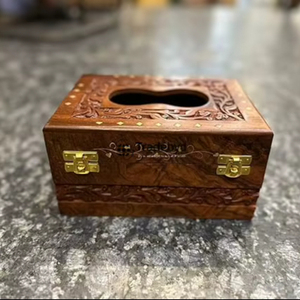 Handmade <b>Wooden</b> <b>Carved</b> Floral Pattern Engraved Tissue <b>Box</b> Premium Design Tissue Holder Available Different Shapes for Stylish - Product Image 1