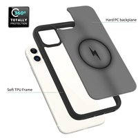 Étui de luxe en TPU + acrylique avec finition givrée, chargement magnétique, antichoc et anti-chute pour iPhone 11