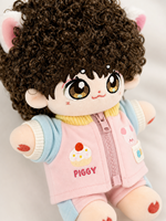 Peluche Garçon Cheveux Bouclés Personnalisés avec Oreilles de Chat, Veste de Sport, Jouet en Peluche Kawaii, Article de Collection, Vente en Gros