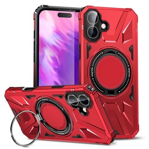 เคส iPhone 17 2025 รุ่นแข็งแรงพิเศษ พร้อมขาตั้งแม่เหล็กหมุนได้ขนาดใหญ่ สีแดง - Product Image 1