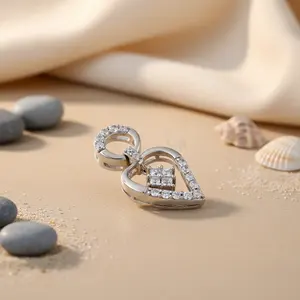 Pendentif en argent 925 fait main avec zircone cubique, cadeau pour femme, bijoux, or rose, platine, motifs d'animaux, de dessins animés et de chiffres - Product Image 1