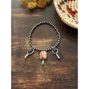 Pulsera Elástica de Perlas Ensartadas a Mano George Rios, con Piedras Multicolores y Plata de Ley, Pulsera con Dijes de Moda - Product Image 1