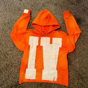 Sudadera con Capucha Corta y Curvada de Felpa Francesa 100% Algodón para Hombre, Estilo Urbano, Personalizada, Efecto Desgastado por el Sol, Lavado Ácido, Parches - Product Image 1