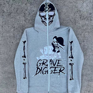 Sweat-shirt à capuche surdimensionné à manches longues pour hommes sérigraphie - Product Image 3