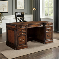 Bureau d'écriture/ordinateur traditionnel en bois pour la maison avec des tiroirs durables pour une solution de rangement pratique