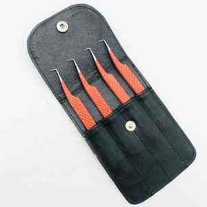 Juego de pinzas para extensión de pestañas injertadas, puntas de fibra de acero inoxidable, pinzas para pestañas postizas, herramientas de maquillaje para pestañas - Product Image 3